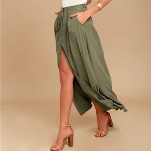 Lulu’s My Squad Olive Maxi Skirt